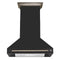 Forno Aria 36-Inch Wall Mount Range Hood in Black with Brass Handle (FRHWM5095-36BLK)