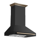 Forno Aria 36-Inch Wall Mount Range Hood in Black with Brass Handle (FRHWM5095-36BLK)
