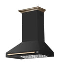 Forno 5-Piece Appliance Package - 36-Inch Dual Fuel Range, Wall Mount Range Hood, 36-Inch Refrigerator, Dishwasher, and 30-Inch Microwave Drawer in Black with Antique Brass Handle