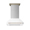 Forno Aria 36-Inch Wall Mount Range Hood in White with Brass Handle (FRHWM5095-36WHT)
