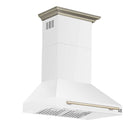 Forno Aria 36-Inch Wall Mount Range Hood in White with Brass Handle (FRHWM5095-36WHT)