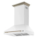 Forno 5-Piece Appliance Package - 36-Inch Gas Range, Wall Mount Range Hood, 36-Inch Refrigerator, Dishwasher, and 30-Inch Microwave Drawer in White with Antique Brass Handle