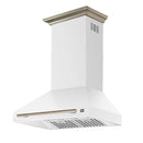 Forno Aria 36-Inch Wall Mount Range Hood in White with Brass Handle (FRHWM5095-36WHT)