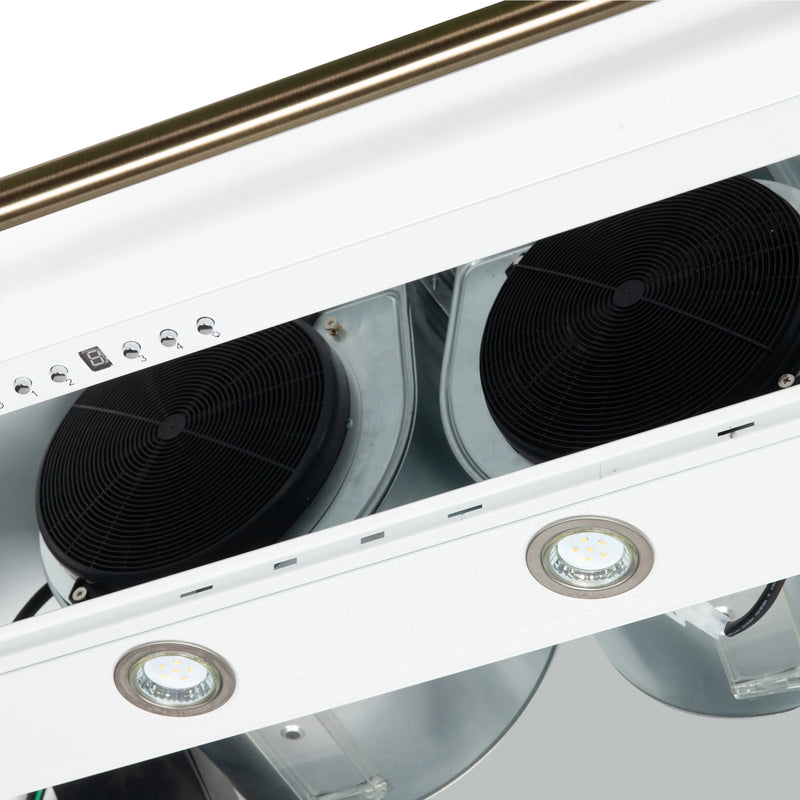 Forno Aria 48-Inch Wall Mount Range Hood in White with Brass Handle (FRHWM5095-48WHT)