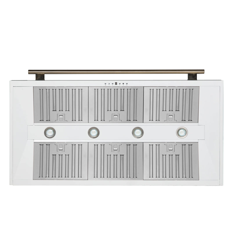 Forno Aria 48-Inch Wall Mount Range Hood in White with Brass Handle (FRHWM5095-48WHT)