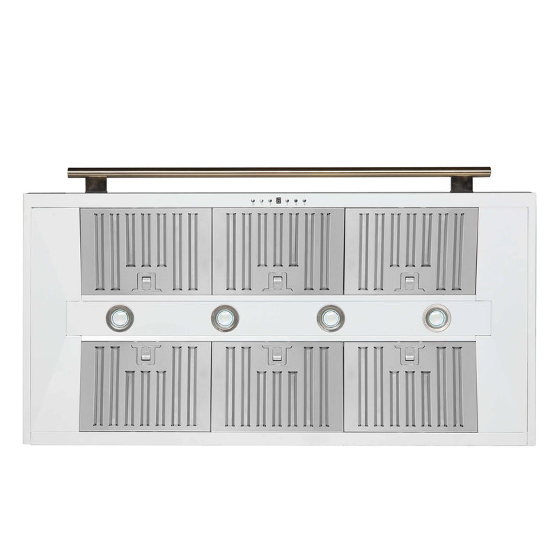 Forno Aria 48-Inch Wall Mount Range Hood in White with Brass Handle (FRHWM5095-48WHT)
