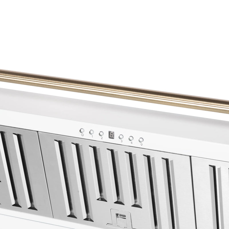 Forno Aria 48-Inch Wall Mount Range Hood in White with Brass Handle (FRHWM5095-48WHT)