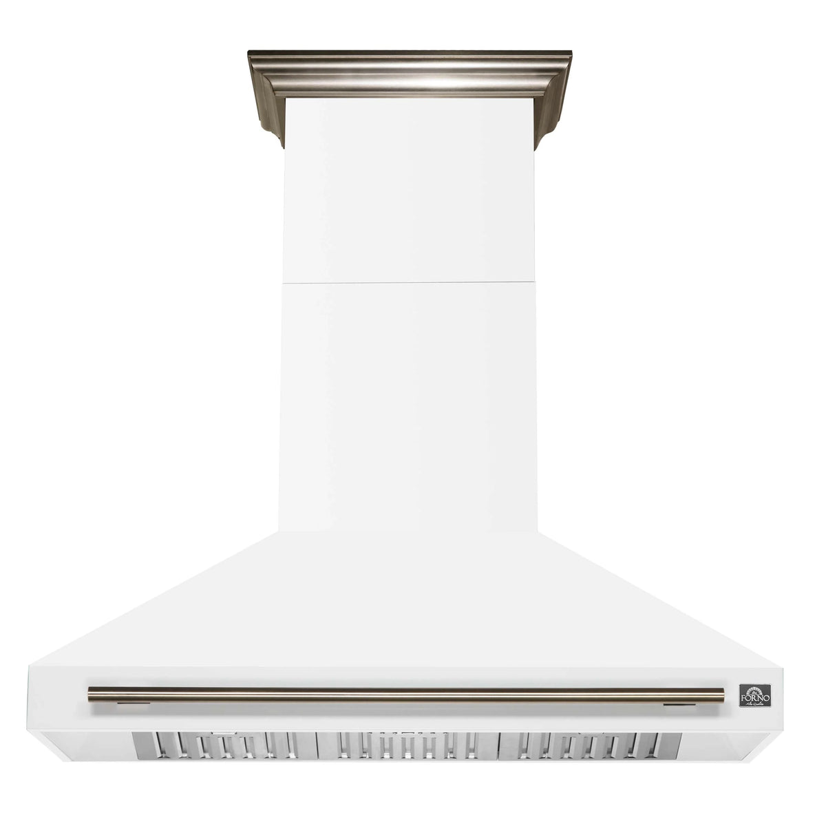 Forno Aria 48-Inch Wall Mount Range Hood in White with Antique Brass Trim (FRHWM5095-48WHT)
