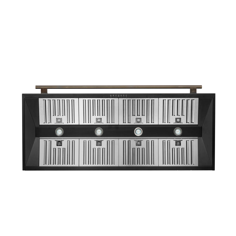 Forno Aria 60-Inch Wall Mount Range Hood in Black with Brass Handle (FRHWM5095-60BLK)