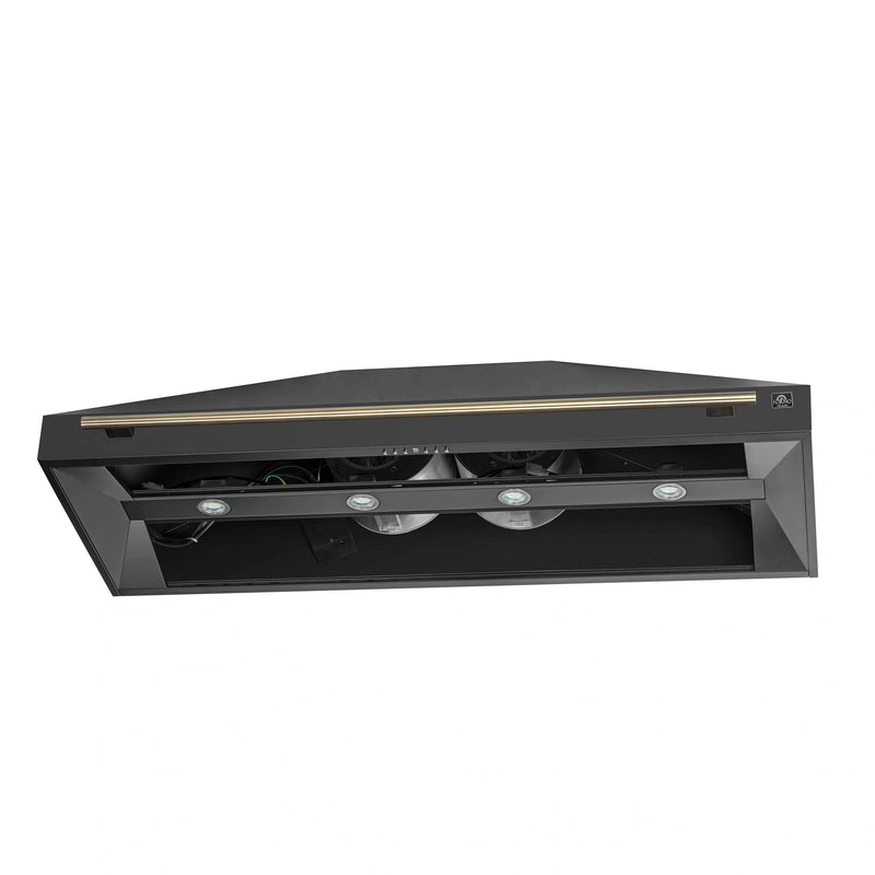 Forno Aria 60-Inch Wall Mount Range Hood in Black with Brass Handle (FRHWM5095-60BLK)