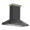 Forno Aria 60-Inch Wall Mount Range Hood in Black with Brass Handle (FRHWM5095-60BLK)