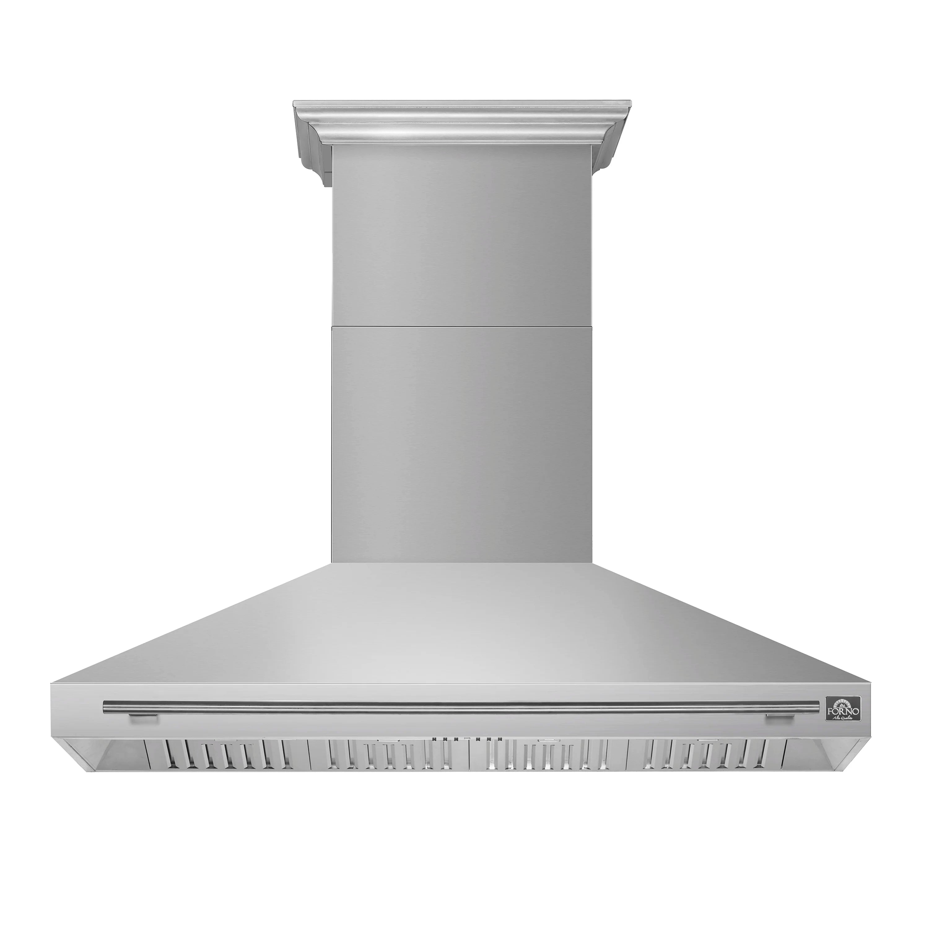 Stainless steel wall mount range hood with front vent grille
