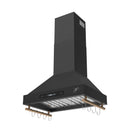 Forno Venezia 30-Inch Wall-Mounted Range Hood in Black with Antique Brass Trim (FRHWM5503-30BLK)