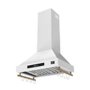 Forno Venezia 30-Inch Wall-Mounted Range Hood in White with Antique Brass Trim (FRHWM5503-30WHT)