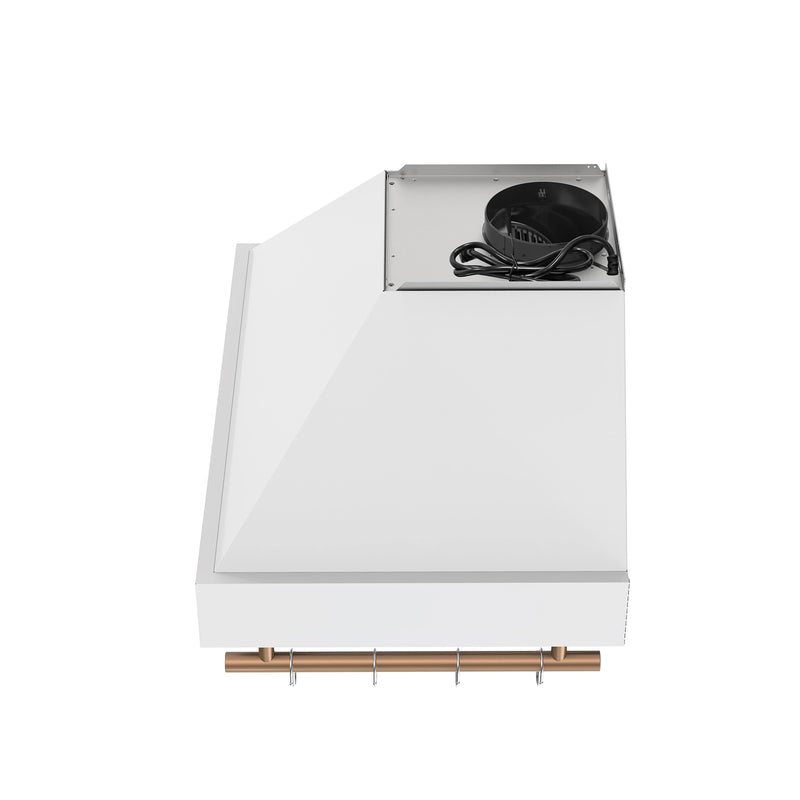 Forno Venezia 30-Inch Wall-Mounted Range Hood in White with Antique Brass Trim (FRHWM5503-30WHT)