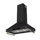 Forno Venezia 36-Inch Wall-Mounted Range Hood in Black with Antique Brass Trim (FRHWM5503-36BLK)