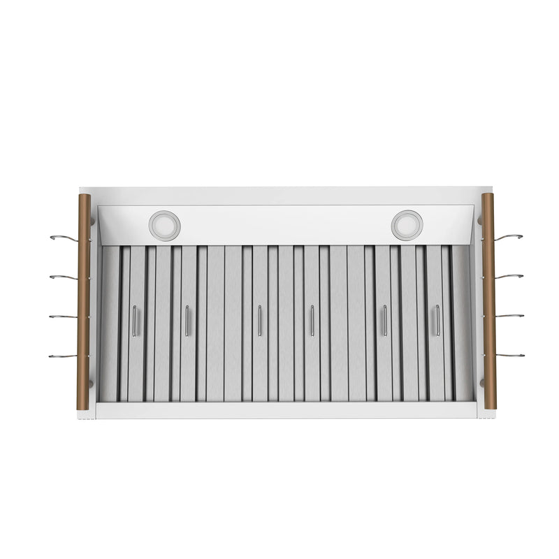 Forno Venezia 36-Inch Wall-Mounted Range Hood in White with Antique Brass Trim (FRHWM5503-36WHT)
