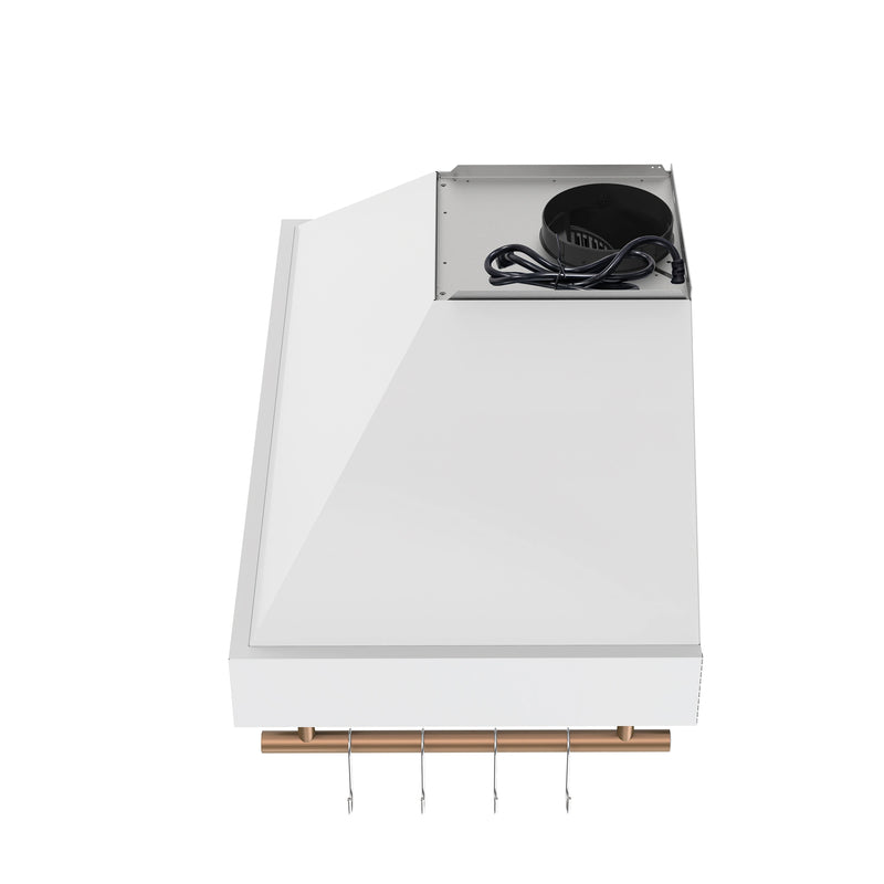 Forno Venezia 36-Inch Wall-Mounted Range Hood in White with Antique Brass Trim (FRHWM5503-36WHT)