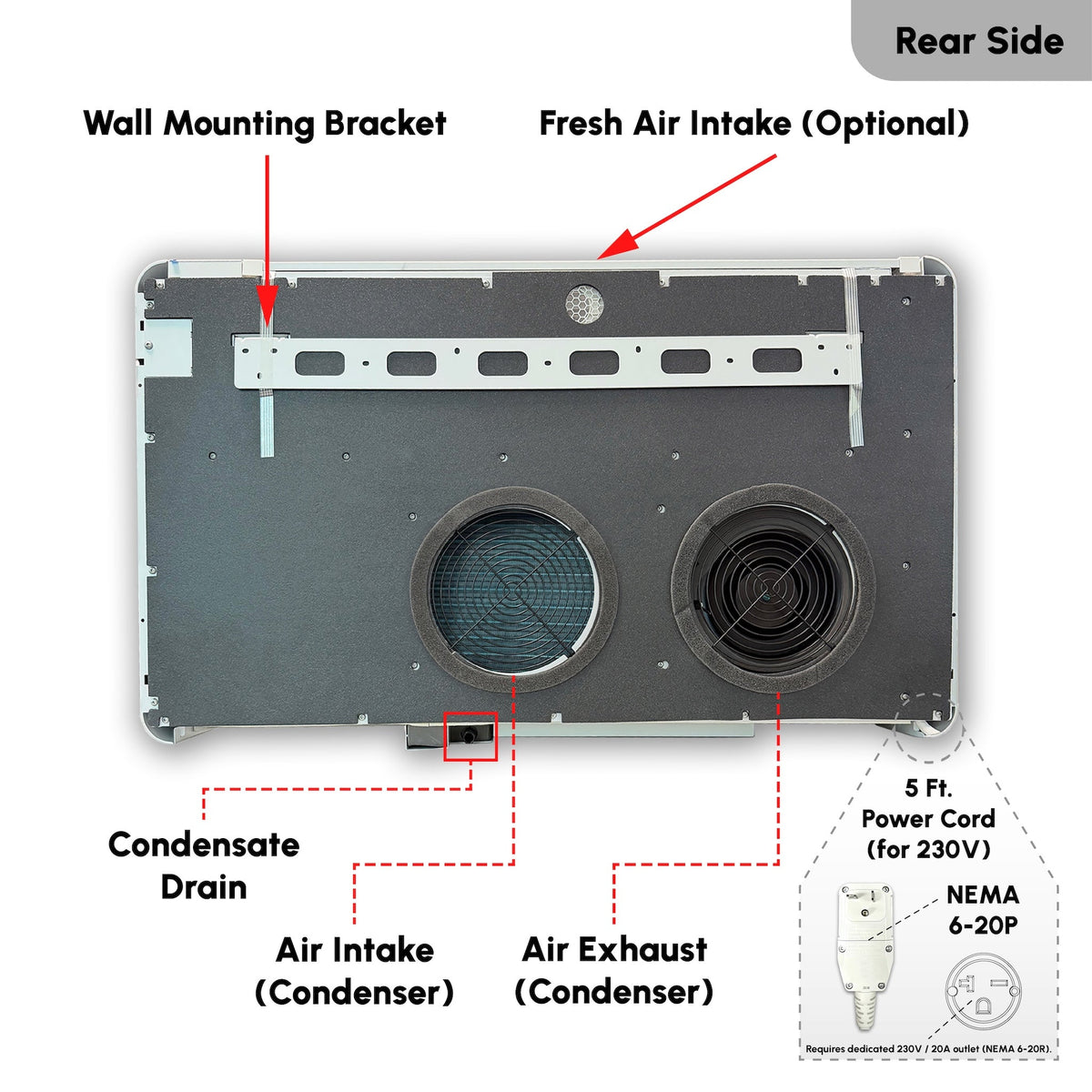 Pioneer 12,000 BTU All-in-One Console Inverter Heat Pump, Through-the-Wall Monoblock Packaged Unit with No Outdoor Condenser, 230V (PYM012GZUI16RD)