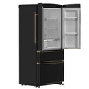 Forno Luigi 33-Inch 18 cu.ft. French Door Refrigerator in Black with Antique Brass Handles (FFFFD1791-33BLK)