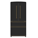 Forno Luigi 33-Inch 18 cu.ft. French Door Refrigerator in Black with Antique Brass Handles (FFFFD1791-33BLK)
