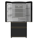 Forno Luigi 33-Inch 18 cu.ft. French Door Refrigerator in Black with Antique Brass Handles (FFFFD1791-33BLK)