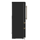 Forno Luigi 33-Inch 18 cu.ft. French Door Refrigerator in Black with Antique Brass Handles (FFFFD1791-33BLK)