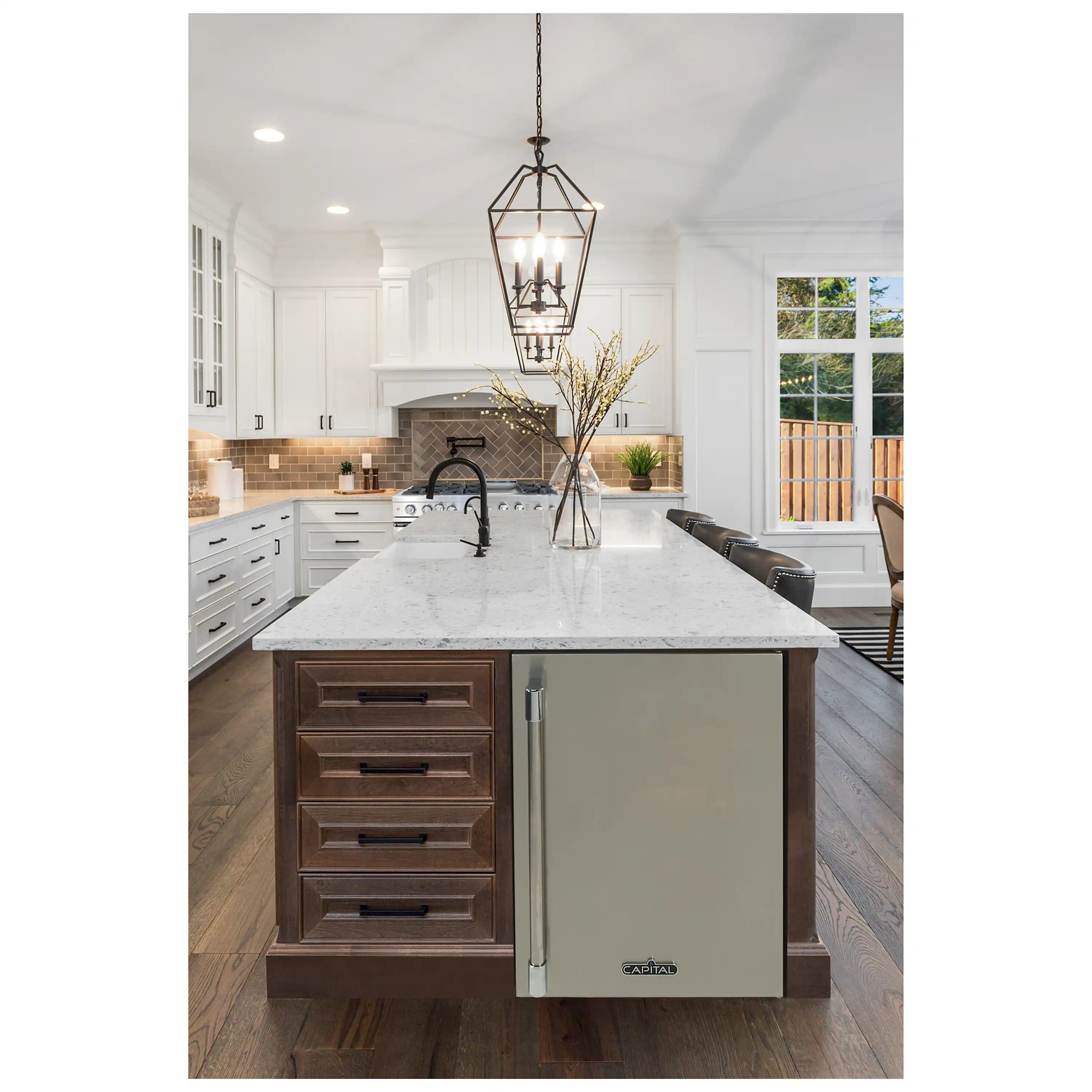 Undercounter refrigerator with stainless door and recessed handle, built-in undercounter style