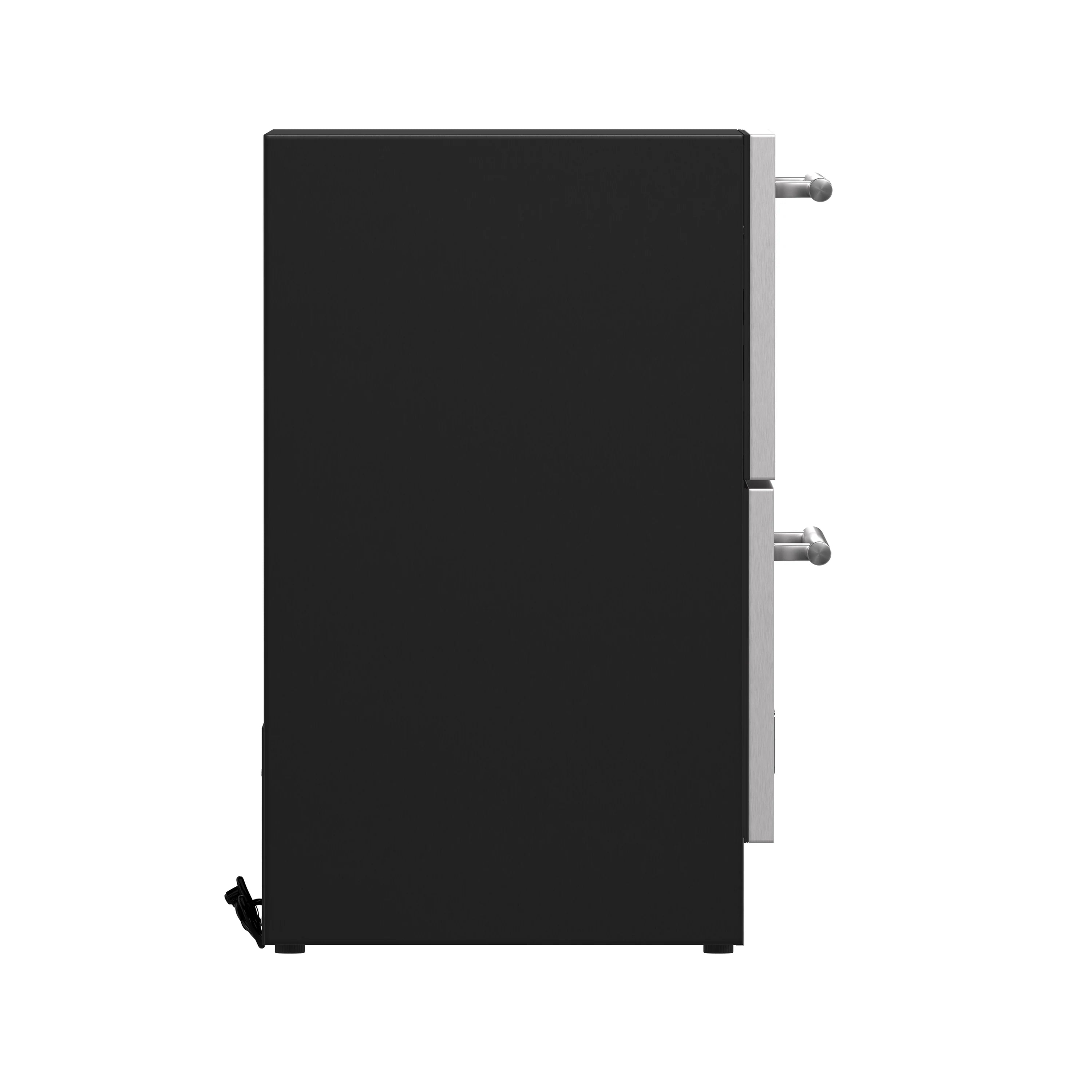 Black and stainless built-in freezer drawer with side water/utility connections