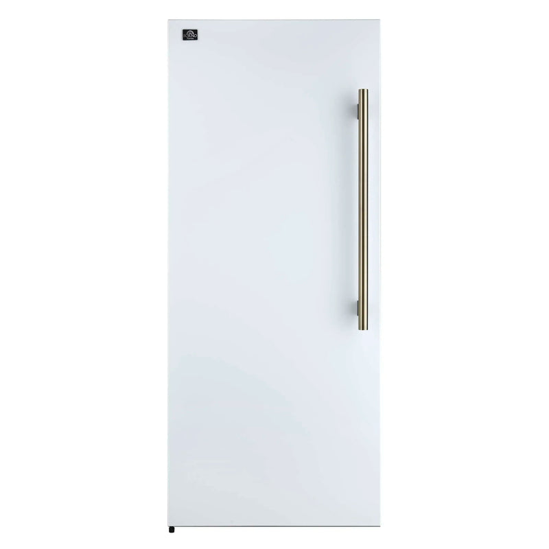 Forno Maderno 60-Inch 27.2 Cu. Ft. Built-In Convertible Refrigerator and Freezer in White with Modern Grille Trim and Antique Brass Handles (FFFFD1722-60SG-WHT)