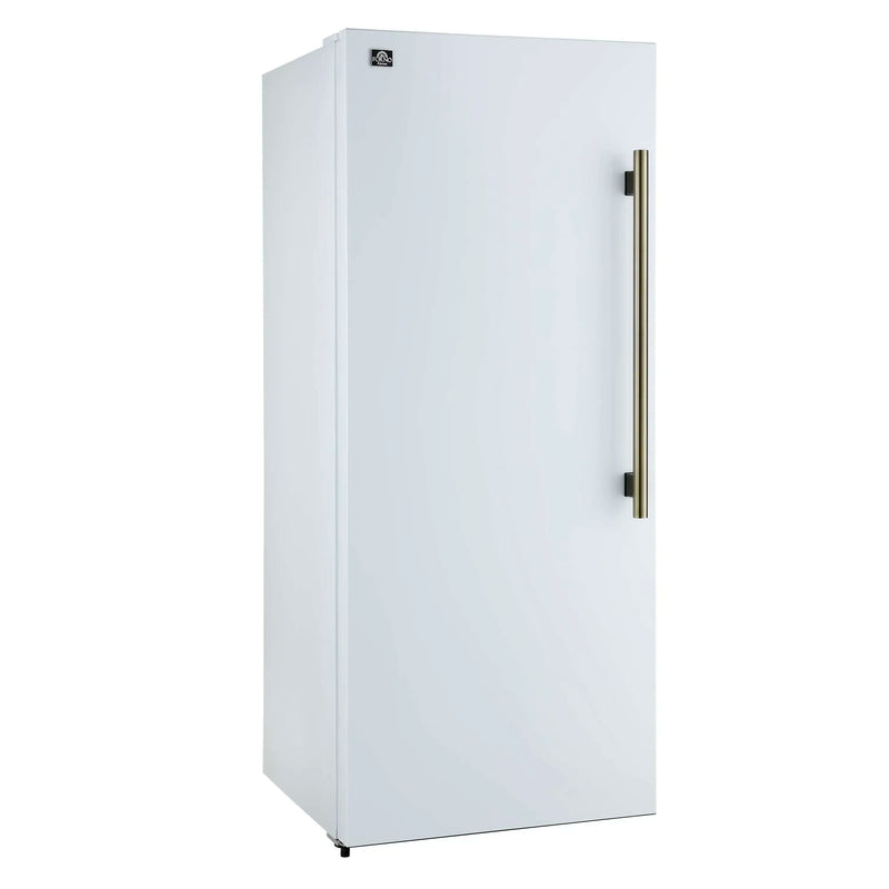 Forno Maderno 60-Inch 27.2 Cu. Ft. Built-In Convertible Refrigerator and Freezer in White with Modern Grille Trim and Antique Brass Handles (FFFFD1722-60SG-WHT)