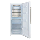 Forno Maderno 28-Inch Built-In 13.6 Cu.Ft. Convertible Refrigerator in White with Antique Brass Handle, Right Swing with Decorative Grille (FFFFD1722-32RMG-WHT)