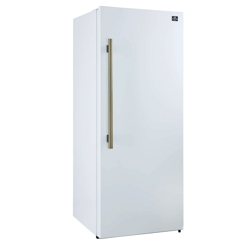 Forno Maderno 60-Inch 27.2 Cu. Ft. Built-In Convertible Refrigerator and Freezer in White with Modern Grille Trim and Antique Brass Handles (FFFFD1722-60SG-WHT)