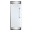 Forno Maderno 28-Inch Built-In 13.6 Cu.Ft. Convertible Refrigerator in White with Antique Brass Handle, Left Swing with Decorative Grille (FFFFD1722-32LMG-WHT)