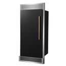 Forno Maderno 28-Inch Built-In Convertible Refrigerator in Black with Decorative Trim Grille, Antique Brass Handles, 13.6 cu.ft., Left Swing (FFFFD1722-32LSG-BLK)