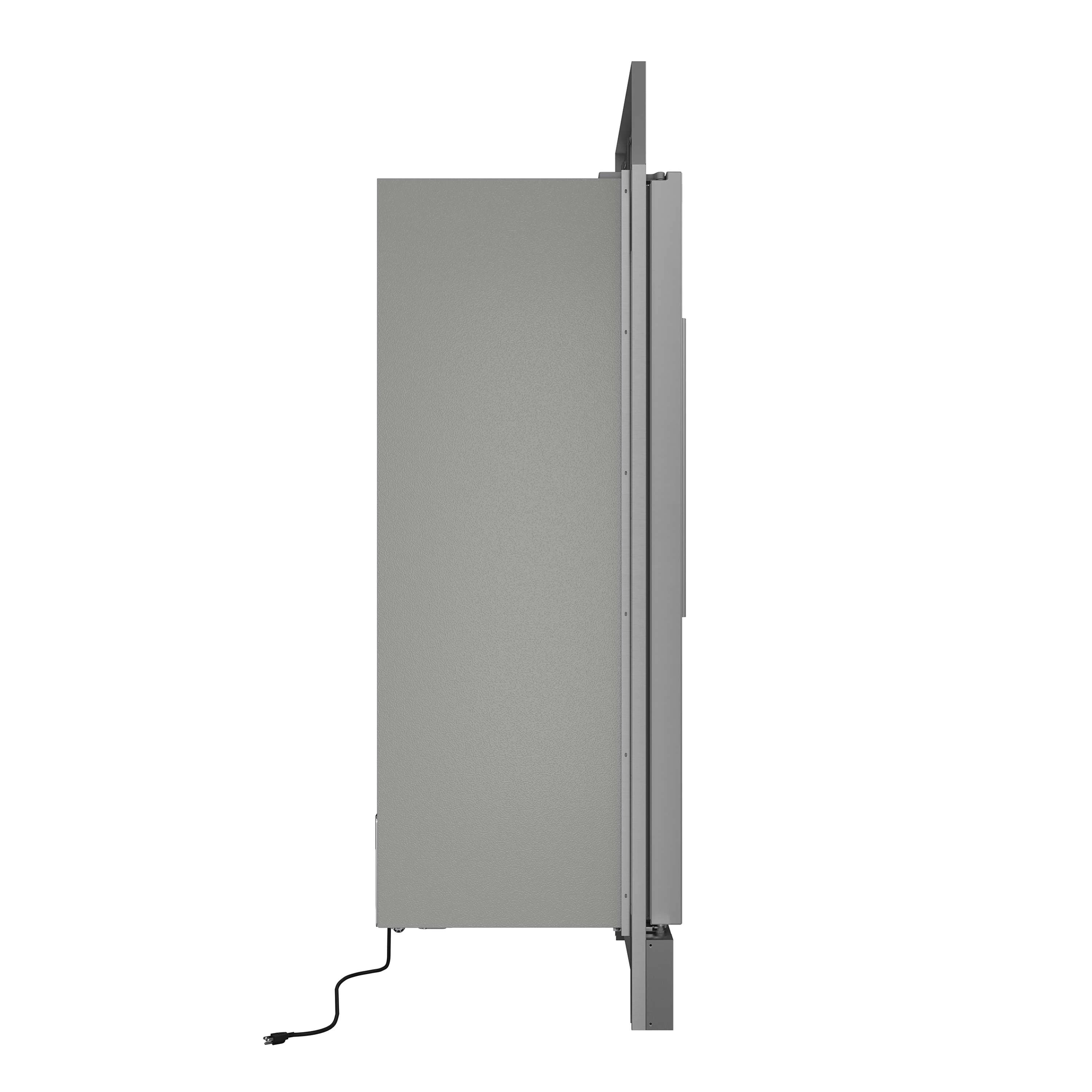 Built-in convertible refrigerator side view in stainless steel with door edge