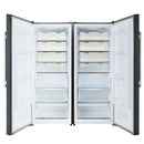 Forno 4-Piece Appliance Package - 30-Inch Espresso Gas Range , Wall Mount Range Hood, 60-Inch Built-In Convertible Refrigerator, and Dishwasher in Black with Antique Brass Handle