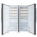 Forno 5-Piece Appliance Package - 36-Inch Gas Range, Wall Mount Range Hood, 60-Inch Convertible Refrigerator with Modern Trim, Dishwasher, and 24-Inch Microwave Oven in Black with Antique Brass Handle