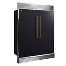 Forno Maderno 60-Inch 27.2 Cu. Ft. Built-In Convertible Refrigerator and Freezer in Black with Modern Grille Trim and Antique Brass Handles (FFFFD1722-60SG-BLK)