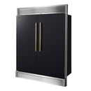 Forno 4-Piece Appliance Package - 36-Inch Gas Range, 60-Inch Convertible Refrigerator with Modern Grille Trim, Dishwasher, and 24-Inch Microwave Drawer in Black with Antique Brass Handle