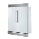 Forno Maderno 60-Inch 27.2 Cu. Ft. Built-In Convertible Refrigerator and Freezer in White with Modern Grille Trim and Antique Brass Handles (FFFFD1722-60SG-WHT)