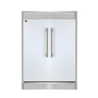 Forno Maderno 60-Inch Wide 27.2 Cu.Ft Convertible Refrigerator/Freezer, Decorative Grille Trim in White with Antique Brass Trim (FFFFD1722-60SG-WHT)