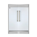 Forno 4-Piece Appliance Package - 48-Inch Galiano Gas Range, 60-Inch Refrigerator, Dishwasher, & 24-Inch Microwave Drawer in White with Antique Brass Handle