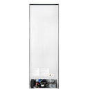 Bottom freezer interior with rear access panel and visible internal components