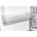 Bottom freezer interior with vented wire shelf and side storage compartment
