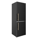 Custodia 24-Inch Bottom Freezer, 10.3 Cu. Ft., Right Swing, Ice Maker, Total No frost, Fast Cool & Fast  Freeze in Black with Antique Brass Handles (FFFFD1766-24BLK-RS)
