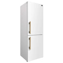 Forno Custodia 24-Inch Bottom Freezer, 10.3 Cu. Ft., Right Swing, Ice Maker, Total No frost, Fast Cool & Fast  Freeze in White with Antique Brass Handles (FFFFD1766-24WHT-RS)