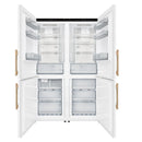 Forno Custodia 48-Inch Bottom Freezer Refrigerator with 20.6 Cu. Ft. Total No frost, Fast Cool & Fast Freeze in White with Antique Brass Handles (FFFFD1766-48WHT)