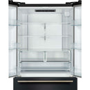 Forno Rivello 36-Inch French Door 27.4 Cu. Ft. Refrigerator with Internal Water Dispenser in Black with Antique Brass Handles (FFFFD1783-36BLK)