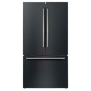 Forno Rivello 36-Inch French Door 27.4 Cu. Ft. Refrigerator with Internal Water Dispenser in Black with Antique Brass Handles (FFFFD1783-36BLK)